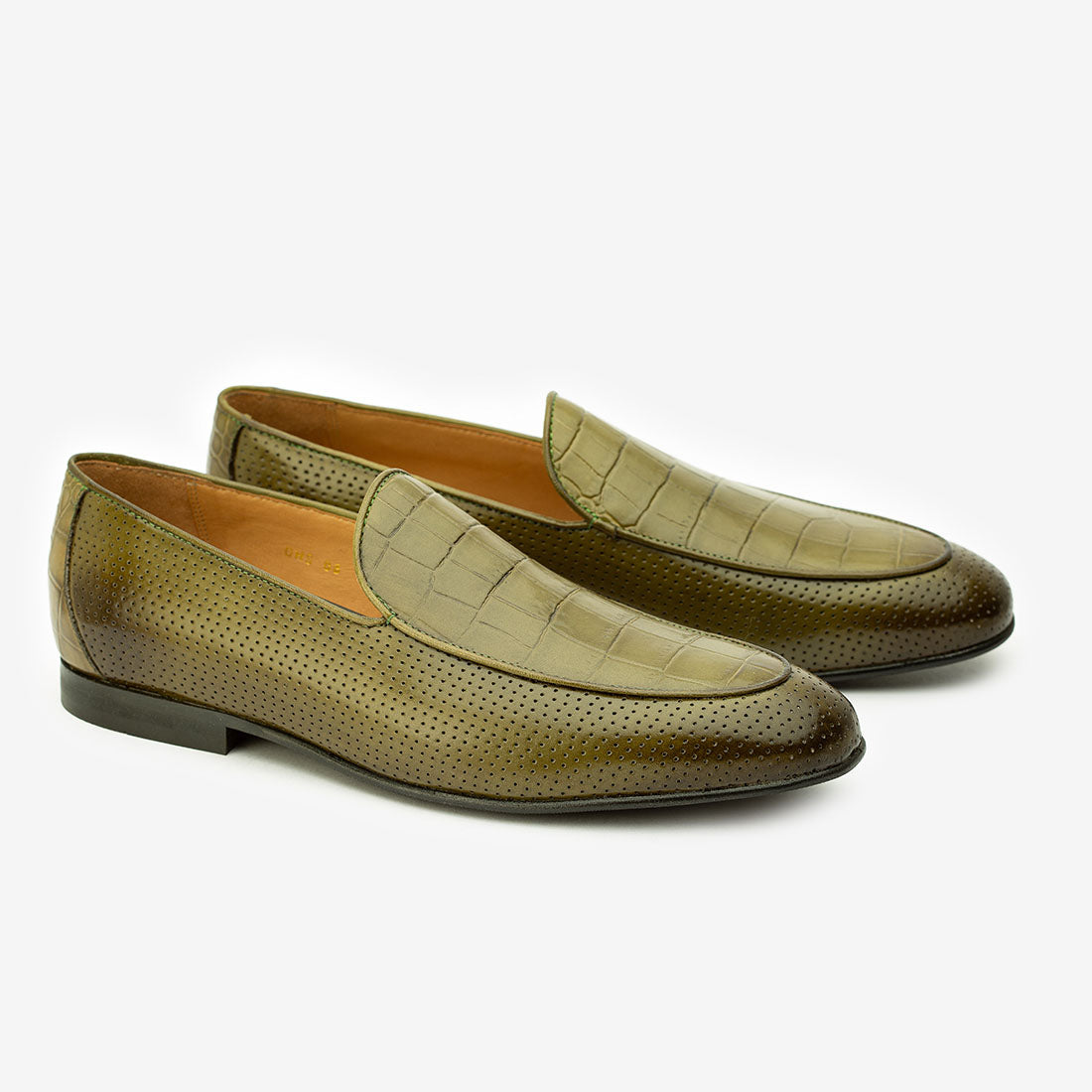 Perforated Loafers With Croco Detail