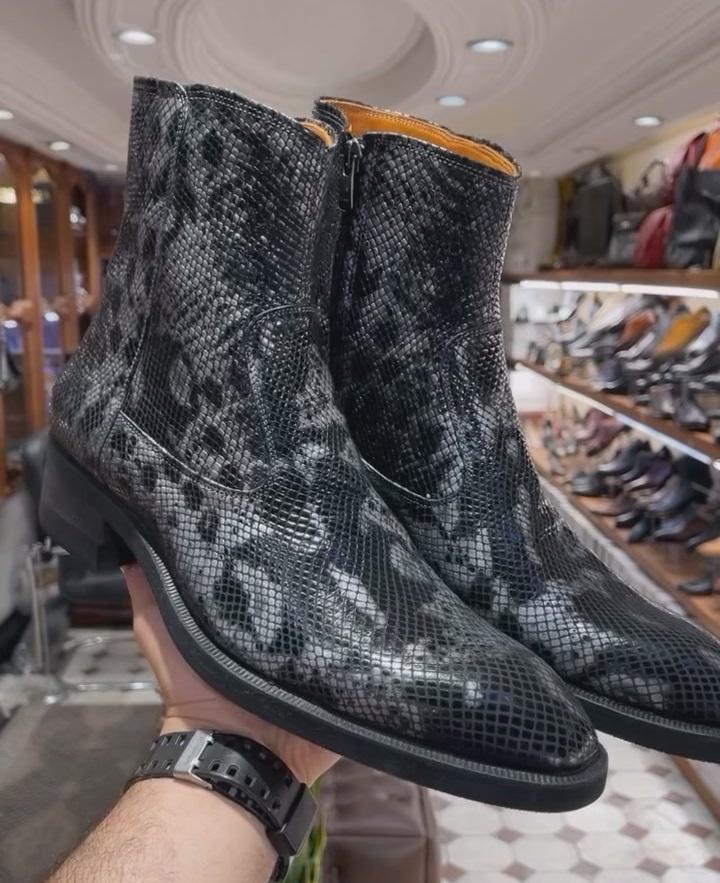 Italian Handmade Snakeskin Chelsea Boots