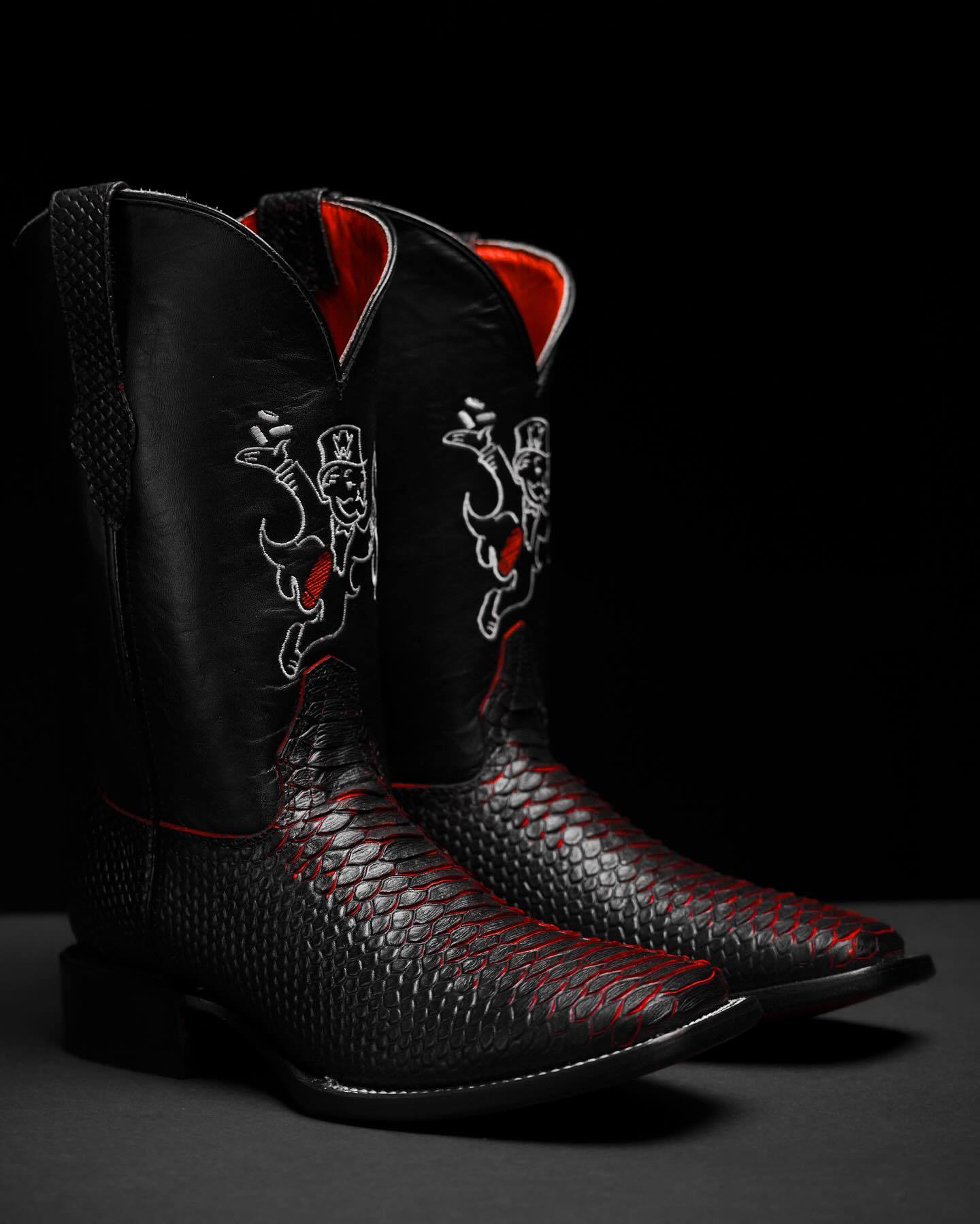 Italian Matte Python Embroidered Boots