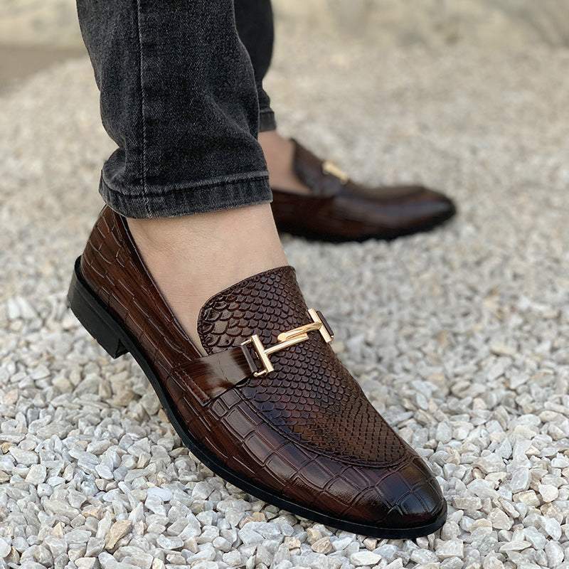 Handmade Enzo Textured Brown Loafer