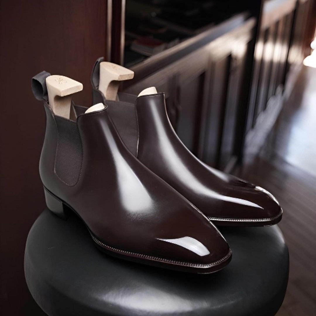 Handmade Patent Chelsea Boots