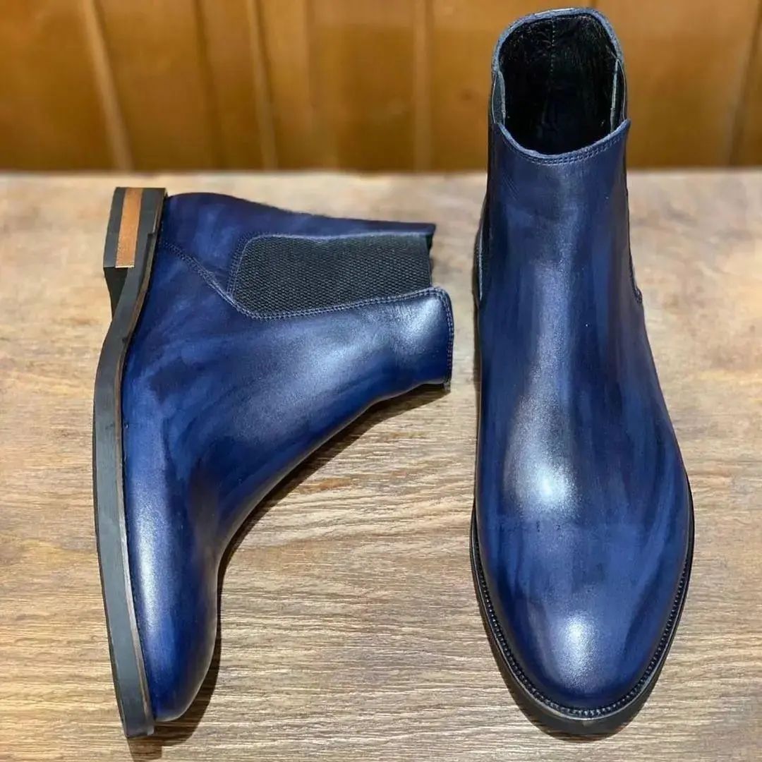 Hand Painted Cowhide Chelsea Boots