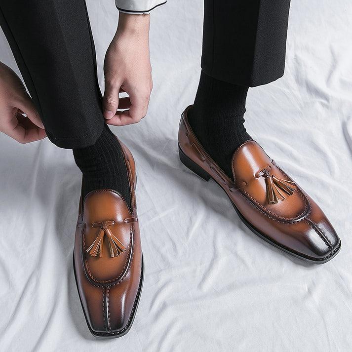 Genuine Leather Tassel Loafers