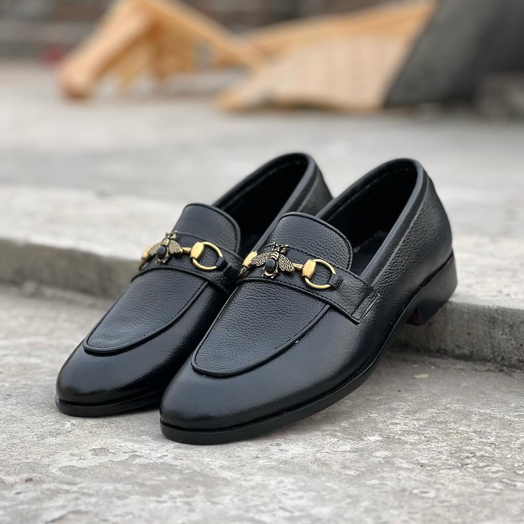 Handmade Bee Cowhide Loafers