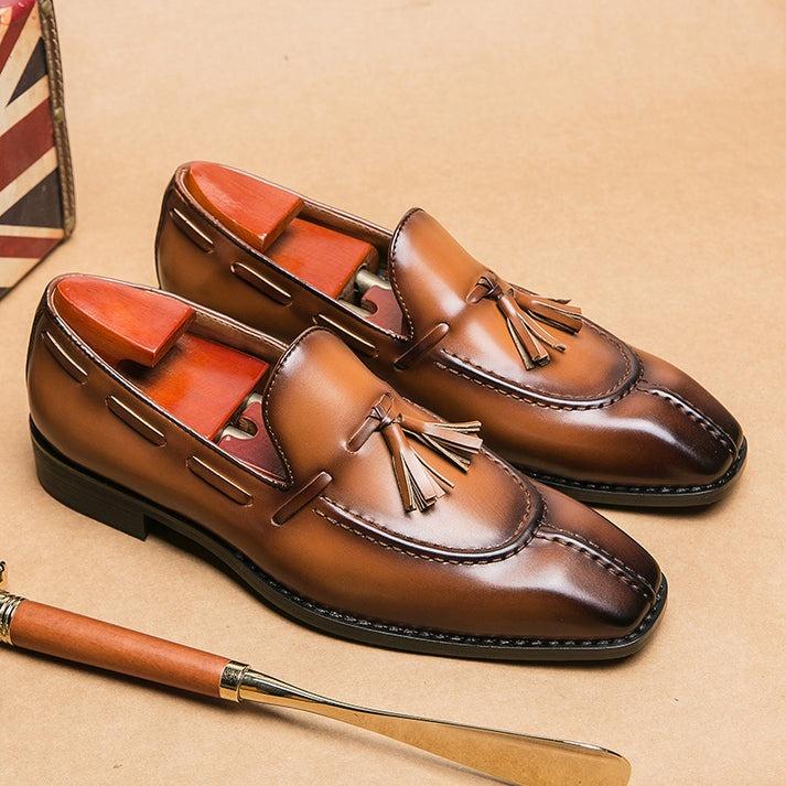 Genuine Leather Tassel Loafers