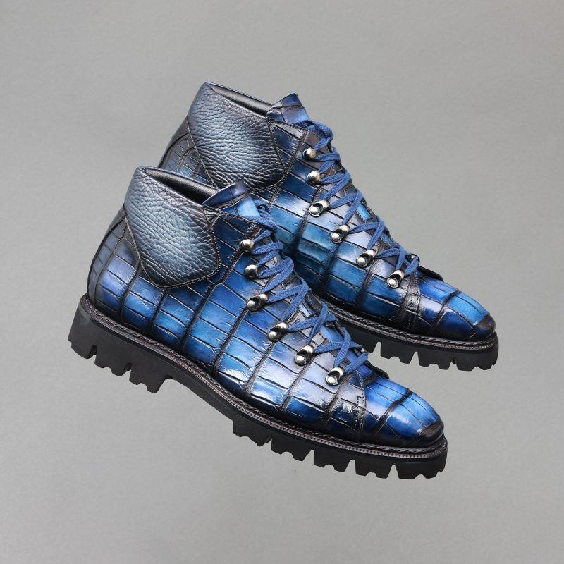 Blue Titan Boots In Crocodile Leather