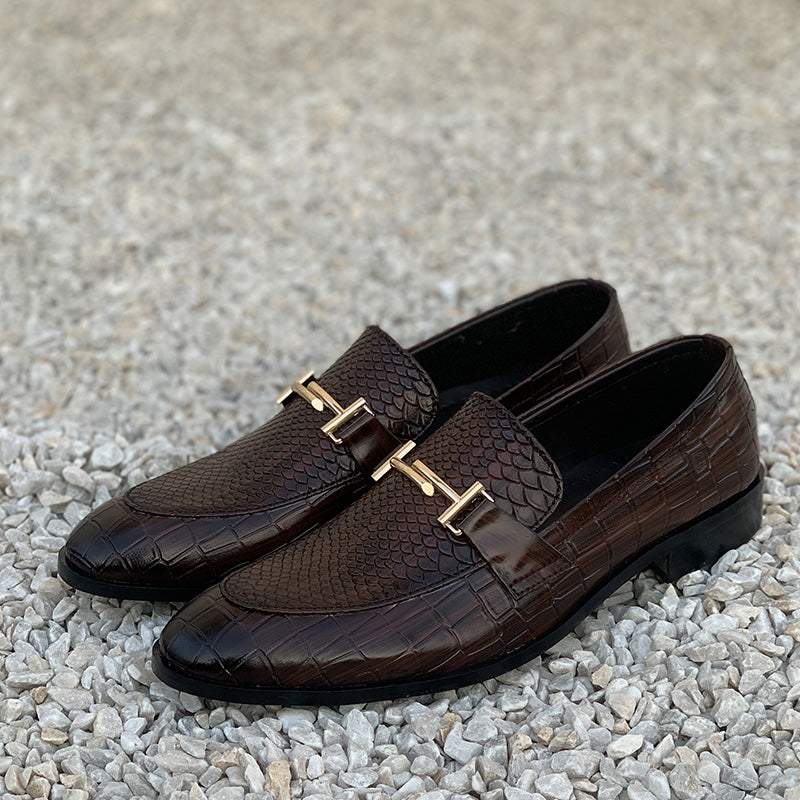 Handmade Enzo Textured Brown Loafer