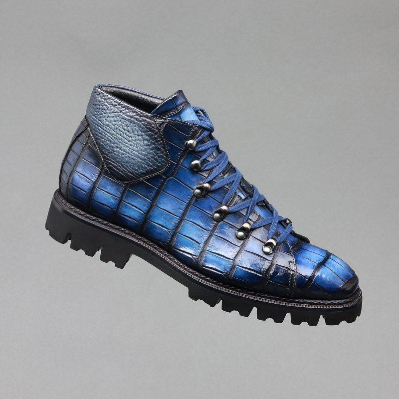 Blue Titan Boots In Crocodile Leather