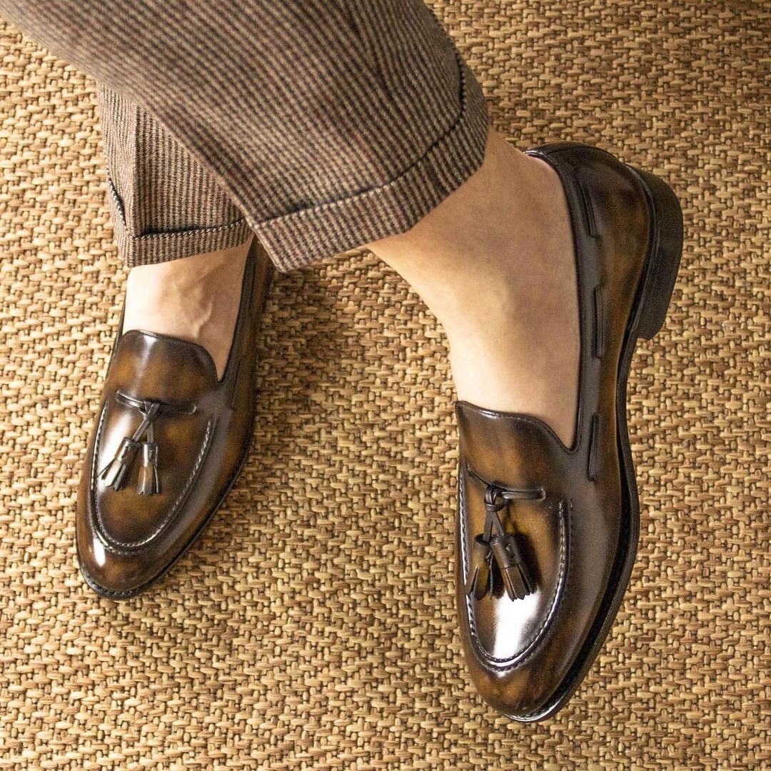 Handmade Tassel Tobacco Loafers