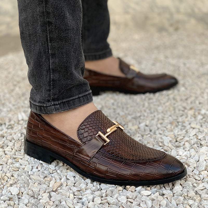 Handmade Enzo Textured Brown Loafer